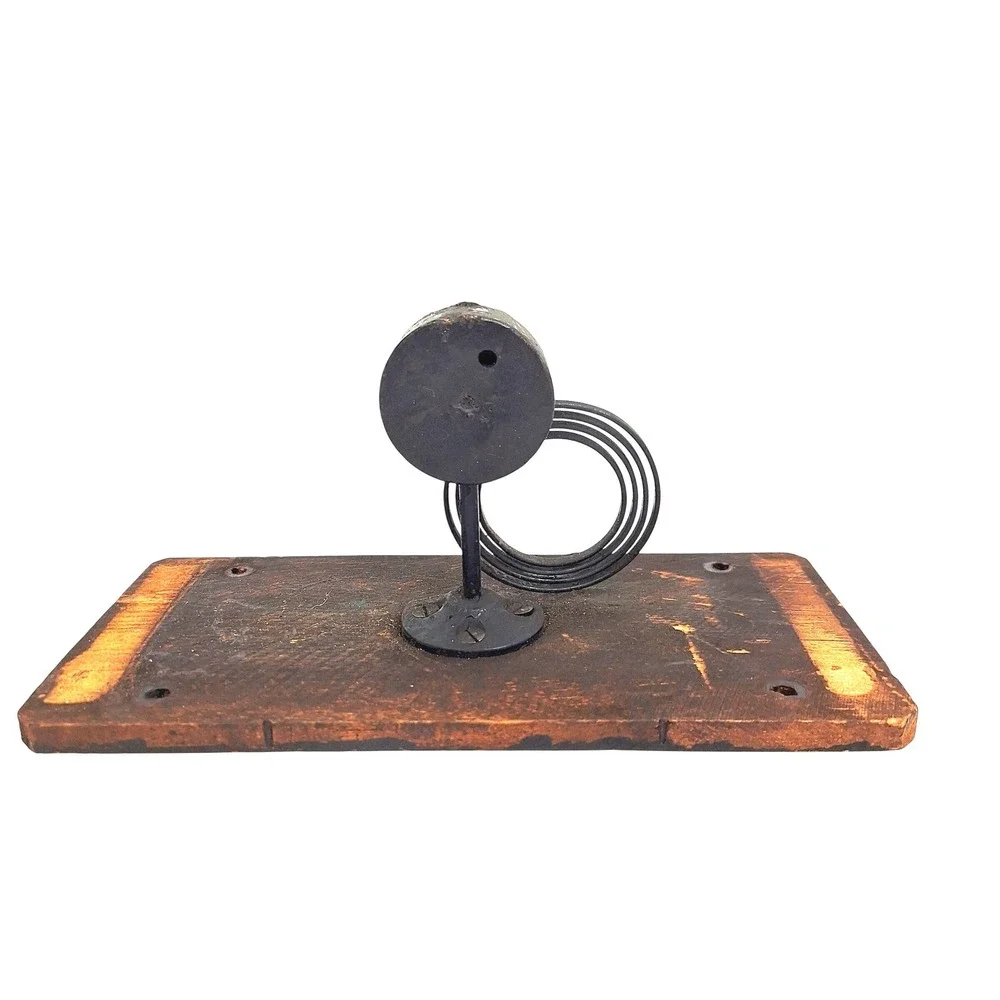 Antique Clock Chime Coil Gong Hammer‎ Movement on Wood Base Steampunk Industrial